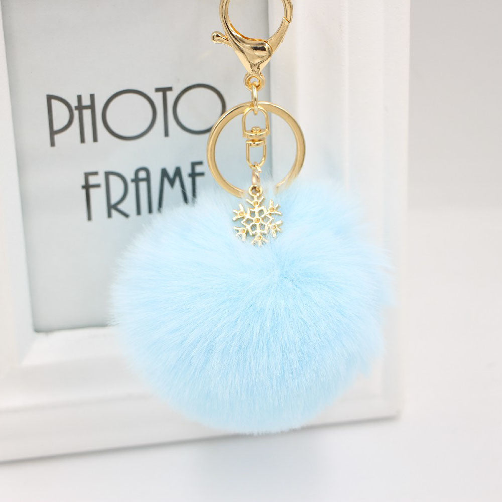Wholesale Christmas Snowflake Plush Ball Keychain